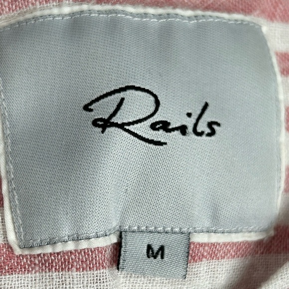 Rails Women’s Sidney Florence White And Pink Stripe Button Down Top, size Medium - Picture 6 of 9